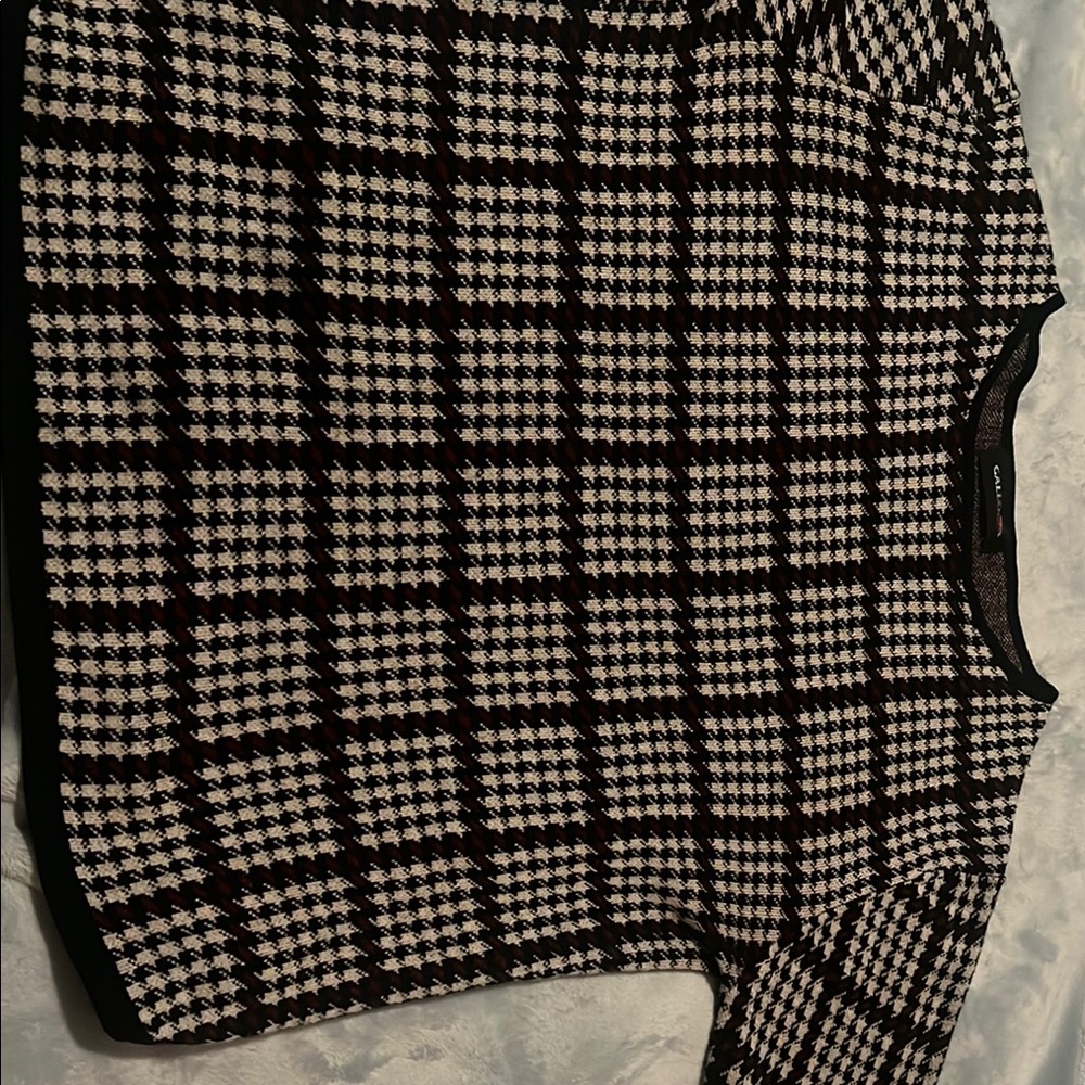Men's Black and White Houndstooth Sweater